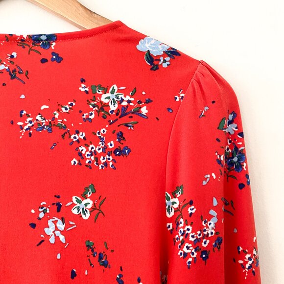 Banana Republic Red Sheer Floral Wrap Blouse – Size M - Picture 2 of 7